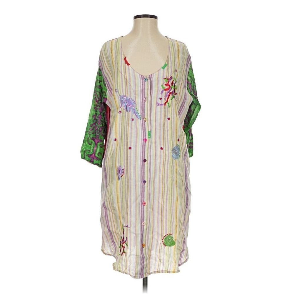 Antica Sartoria By Giacomo Cinque Dress Colorful Pockets Summer Embroidered S/M